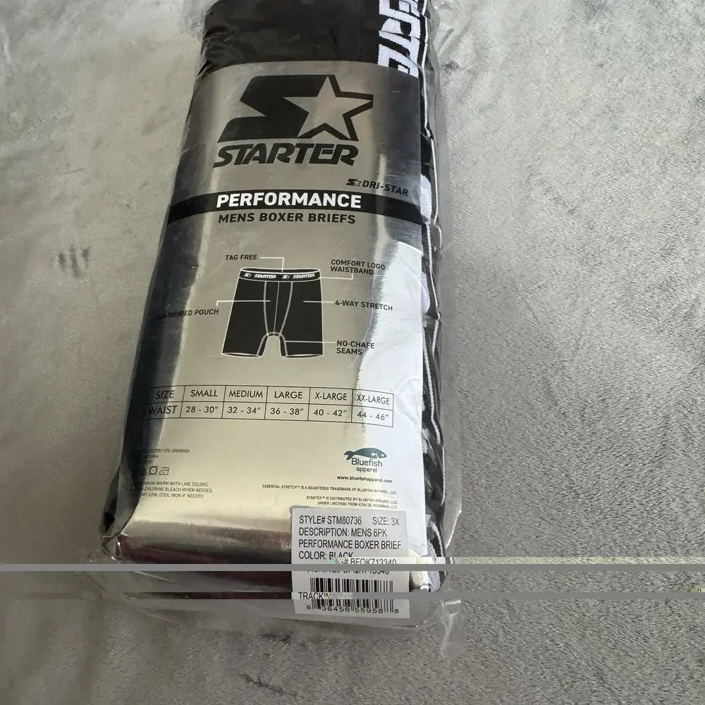 3XL Starter Mens 6-Pack Performance Boxer Briefs Fly Pouch‎
